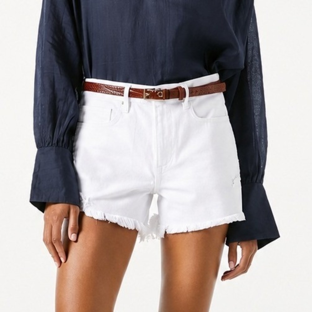 Frame White Le Brigette Denim Shorts Raw Edge Blanc Soho Distressed‎ Size 26